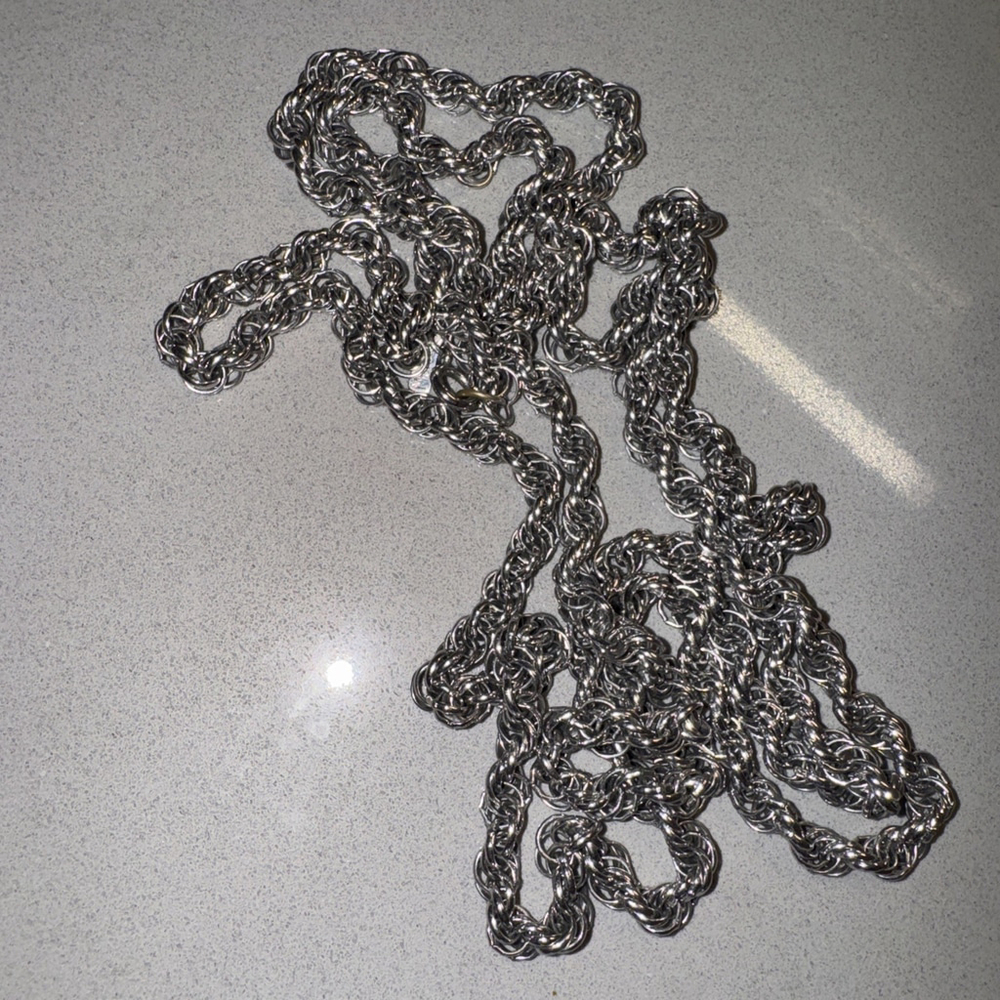 Monet silver tone rope chain necklace - 54” Long - Picture 6 of 8